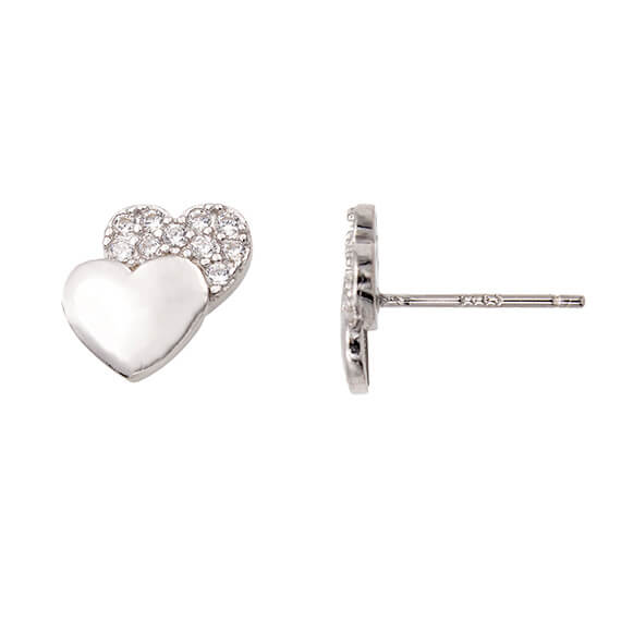 Pendientes plata corazones circonitas esmaltado